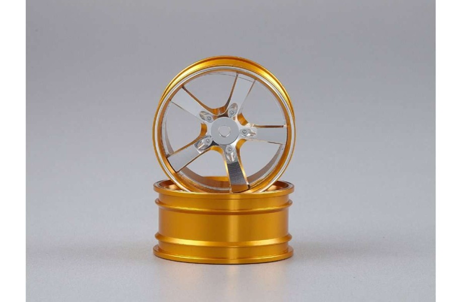 Spare Parts * | 48079Sigy | Killerbody 1.9" Gold/Silver Aluminium Camaro 5 Spoke T-Drift Rims 2Pcs