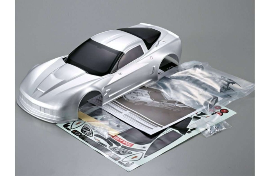 Spare Parts * | 48143 | Killerbody 1/10 Corvette Gt2 Silver Painted Body Shell W/ Decal Sheet