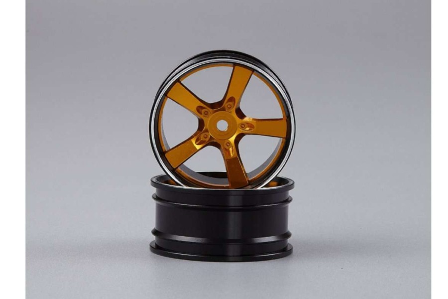 Spare Parts * | 48079Gld | Killerbody 1.9" Black/Gold Aluminium Camaro 5 Spoke T-Drift Rims 2Pcs